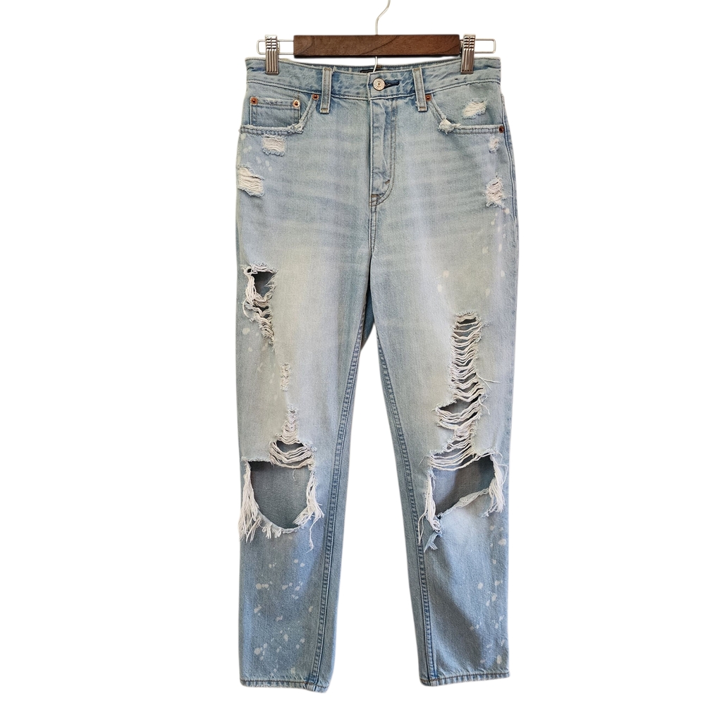 Abercrombie Annie High Rise Girlfriend Jeans Sz 2/26 Ripped Bleached Light Wash
